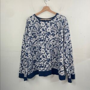 BedHead Pajamas Blue Floral Print Long Sleeve Top Sweatshirt size 3X